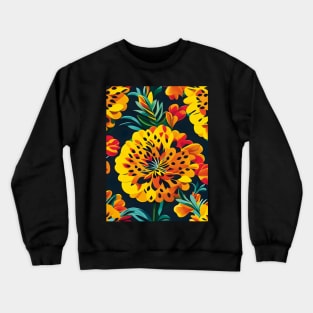 Colorful Marigolds Dark Abstract Artwork Crewneck Sweatshirt